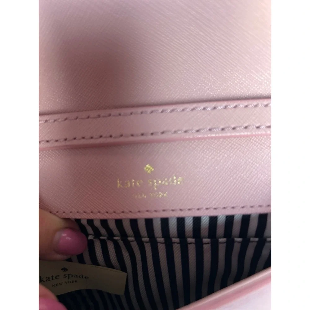 Kate Spade Cedar Street Perforated Cami Crossbody Clutch Pink Saffiano Like New!